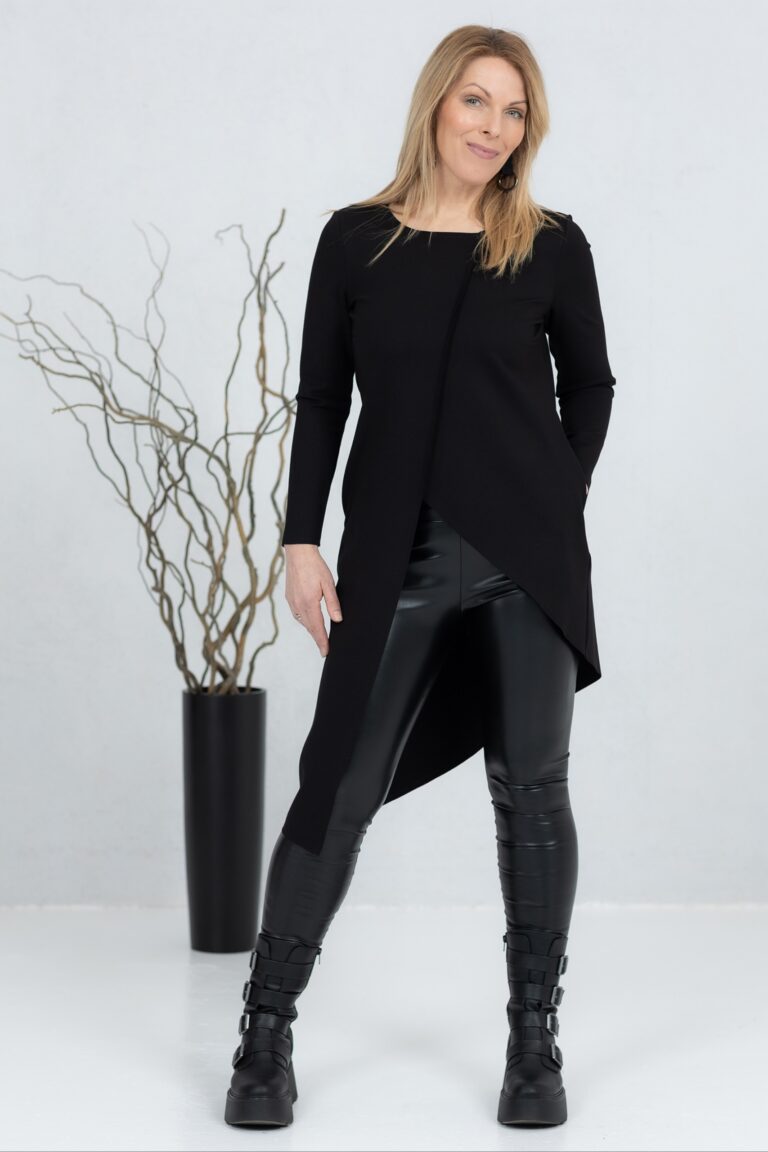 Pikk asümmeetriline tuunika Seiko, must