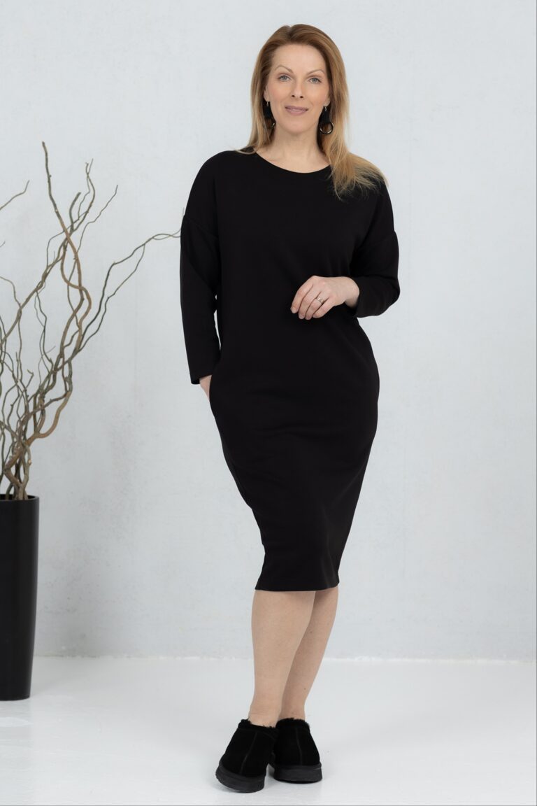 Pehme V-lõikeline viskooskleit Sanaka, must